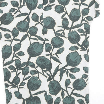 Selected Femme Womens Green Floral Viscose Sheath Size 6 Boat Neck Button