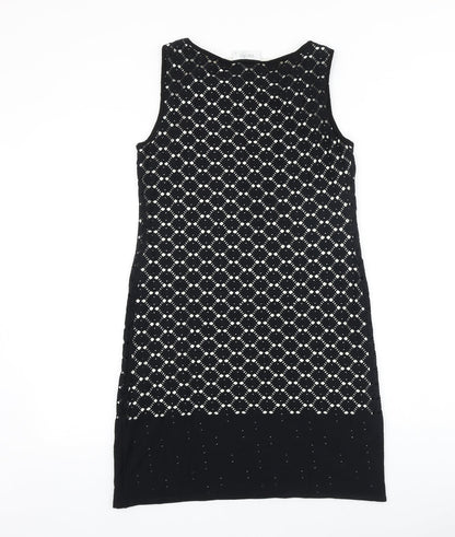 Wallis Womens Black 100% Cotton Shift Size 8 Boat Neck Pullover