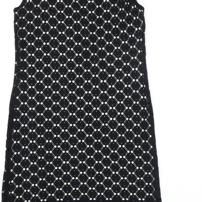 Wallis Womens Black 100% Cotton Shift Size 8 Boat Neck Pullover