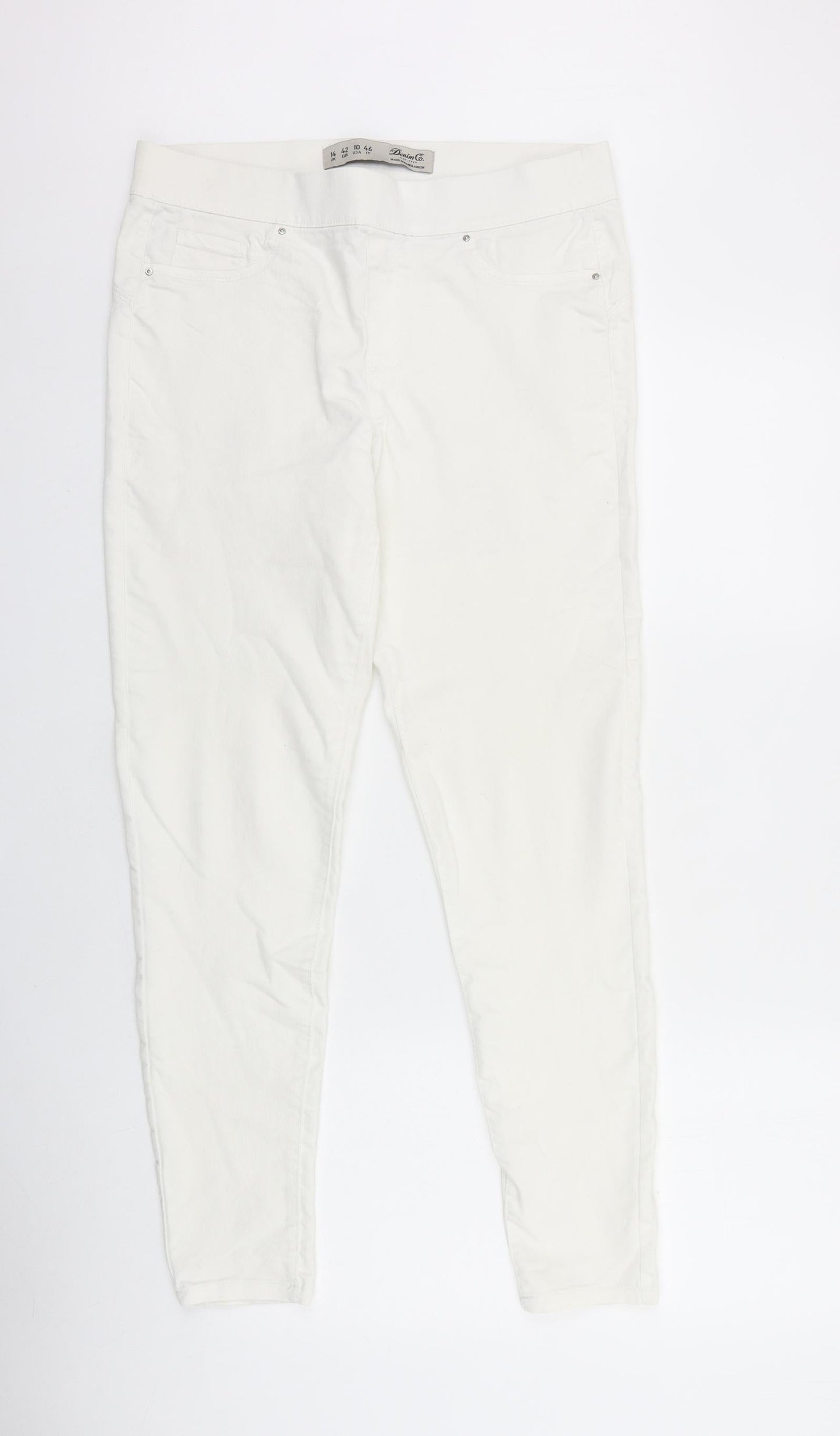 Denim & Co. Womens White Cotton Jegging Jeans Size 12 L28 in Regular