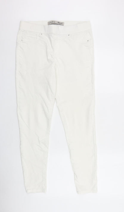 Denim & Co. Womens White Cotton Jegging Jeans Size 12 L28 in Regular
