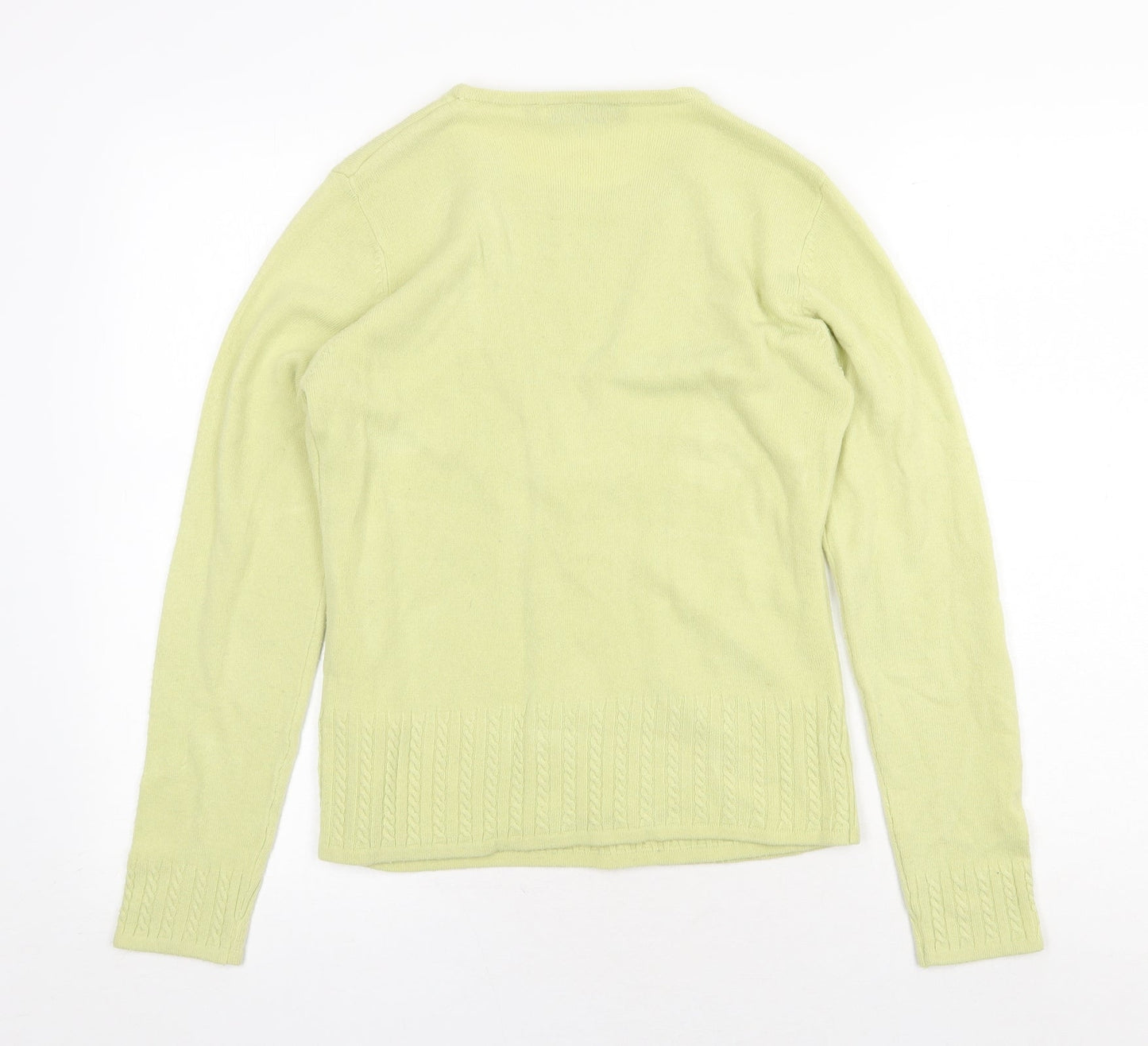 Kiran Designs Womens Yellow Round Neck Acrylic Pullover Jumper Size S