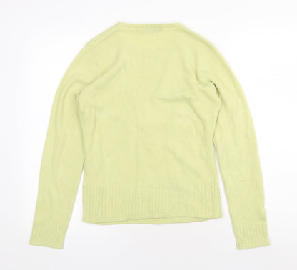 Kiran Designs Womens Yellow Round Neck Acrylic Pullover Jumper Size S