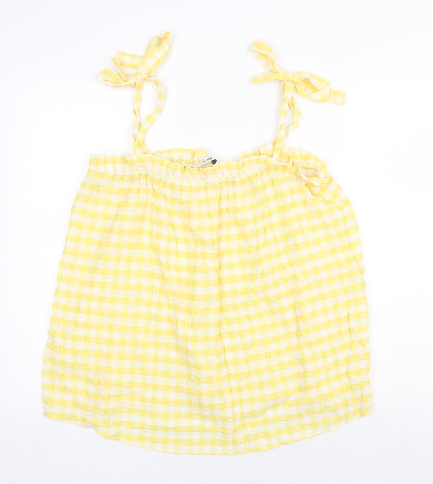 George Womens Yellow Check Viscose Camisole Tank Size 12 Square Neck - Gingham Tie Shoulder