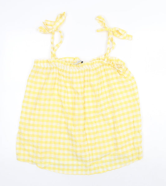 George Womens Yellow Check Viscose Camisole Tank Size 12 Square Neck - Gingham Tie Shoulder
