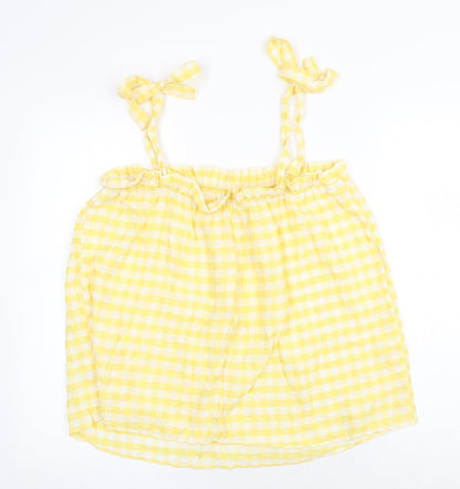 George Womens Yellow Check Viscose Camisole Tank Size 12 Square Neck - Gingham Tie Shoulder