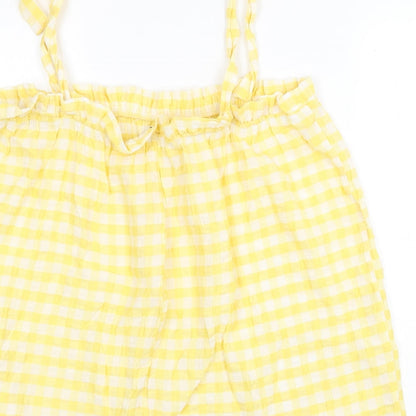 George Womens Yellow Check Viscose Camisole Tank Size 12 Square Neck - Gingham Tie Shoulder