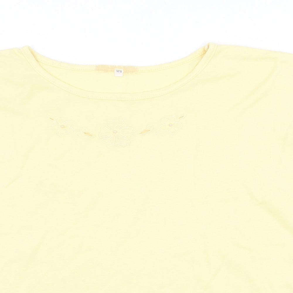 Womens UK Size 14 Littlewoods Yellow Basic T-Shirt