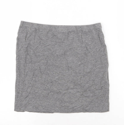 bonprix Womens Grey Cotton A-Line Skirt Size S