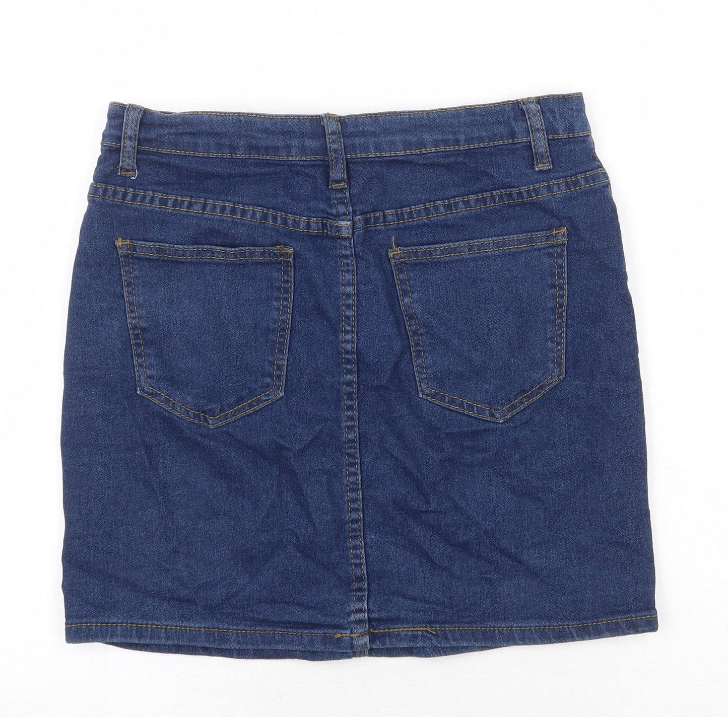 Boohoo Womens Blue Cotton Bandage Skirt Size 10 Zip