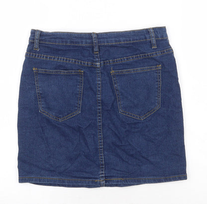 Boohoo Womens Blue Cotton Bandage Skirt Size 10 Zip