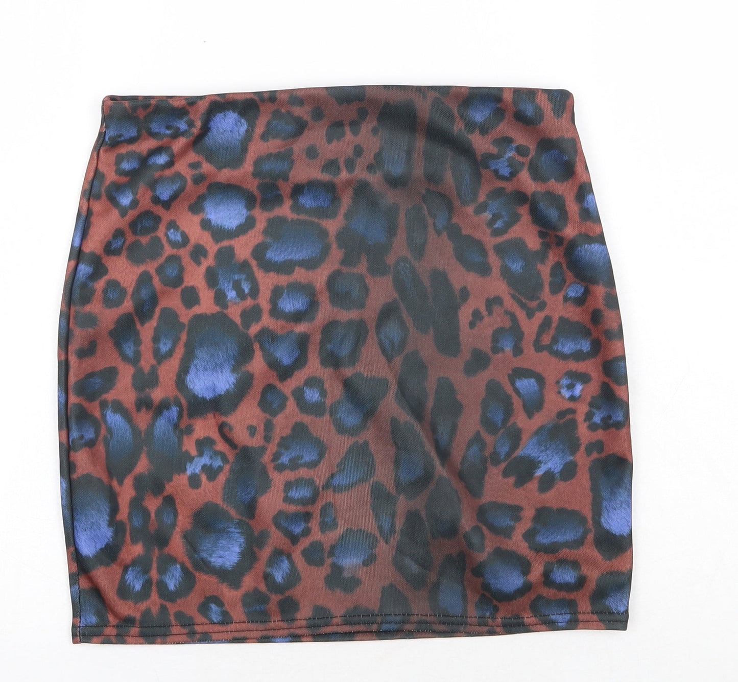 Boohoo Womens Red Animal Print Polyester Bandage Skirt Size 12 - Leopard Print