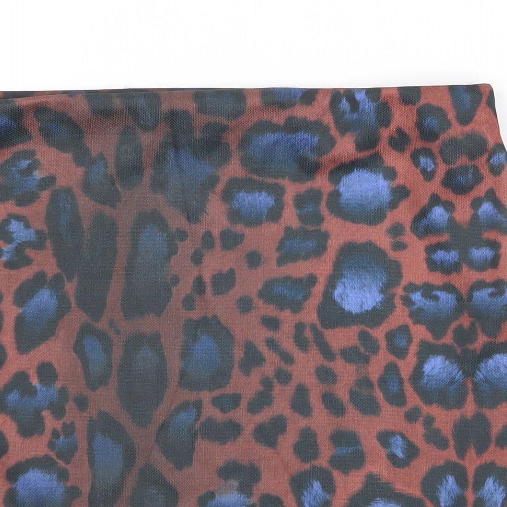 Boohoo Womens Red Animal Print Polyester Bandage Skirt Size 12 - Leopard Print
