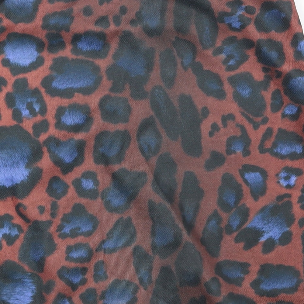 Boohoo Womens Red Animal Print Polyester Bandage Skirt Size 12 - Leopard Print