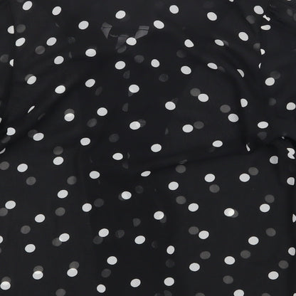 New Look Womens Black Polka Dot Polyester Basic Blouse Size 8 Boat Neck