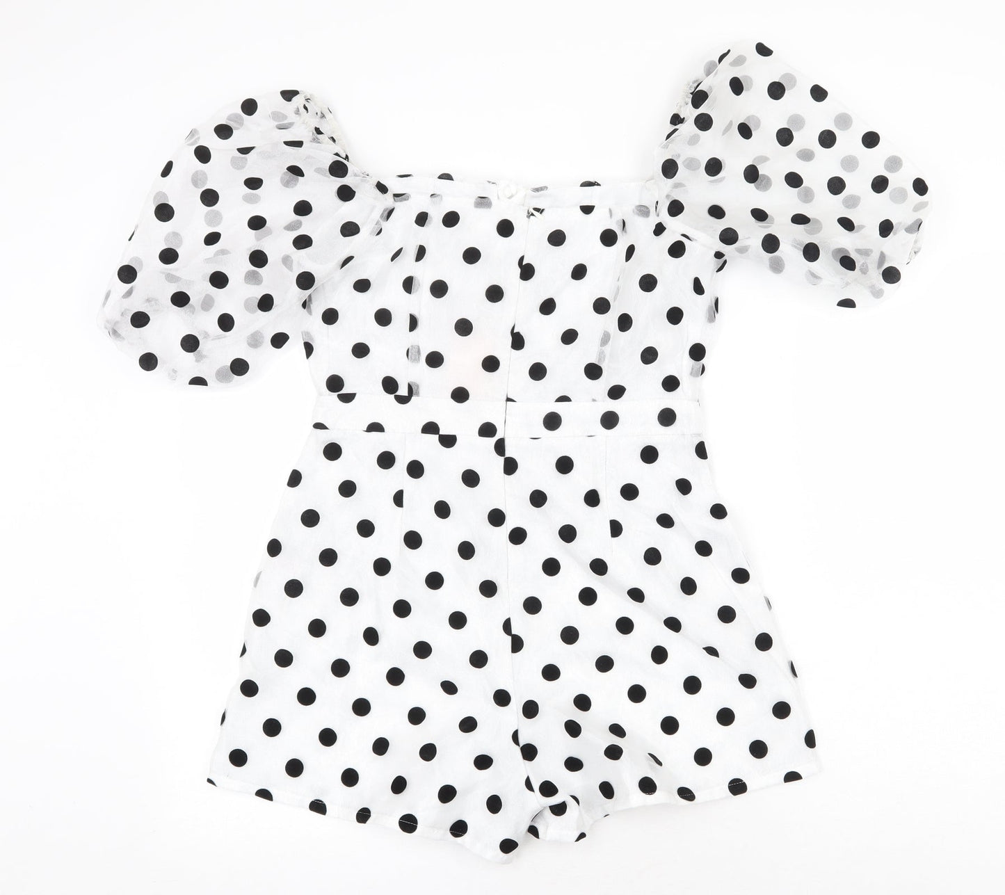Missguided Womens White Polka Dot Polyester Playsuit One-Piece Size 8 Zip