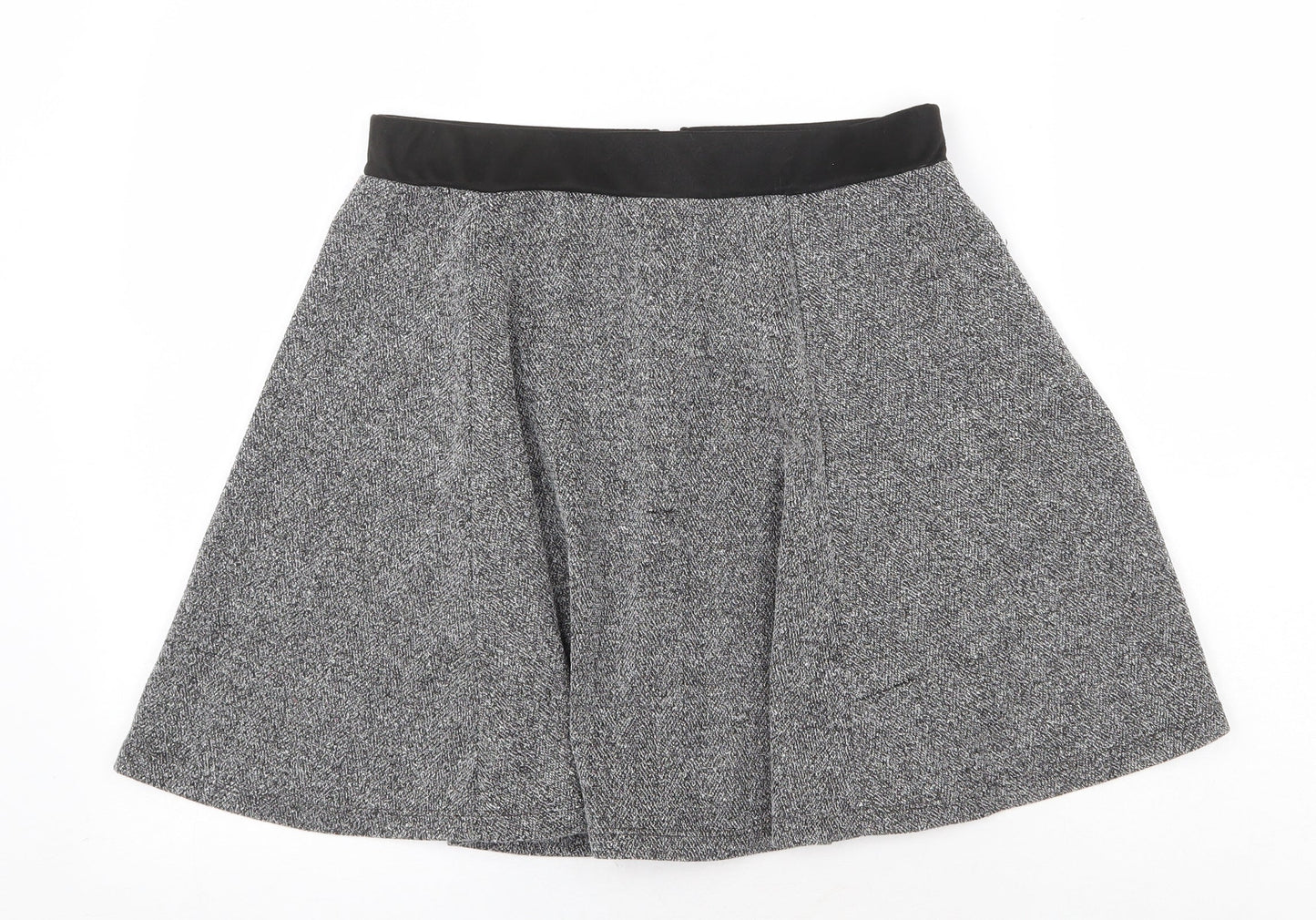 H&M Womens Grey Geometric Polyester Skater Skirt Size M Zip