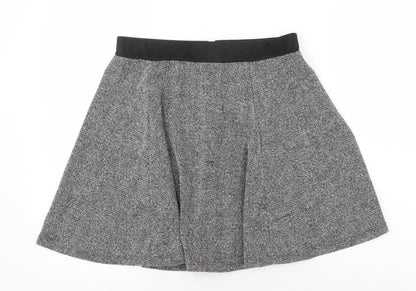 H&M Womens Grey Geometric Polyester Skater Skirt Size M Zip