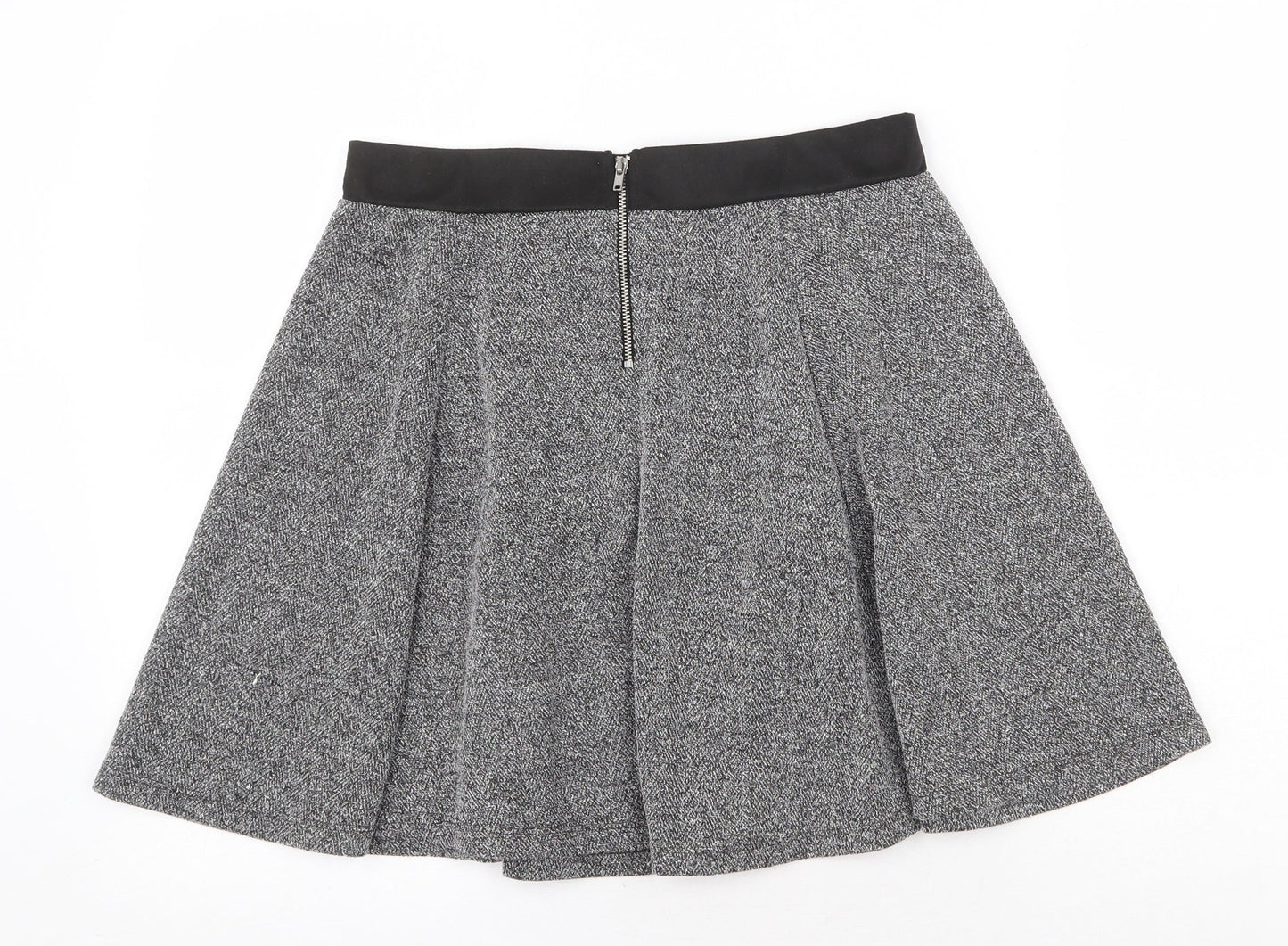 H&M Womens Grey Geometric Polyester Skater Skirt Size M Zip