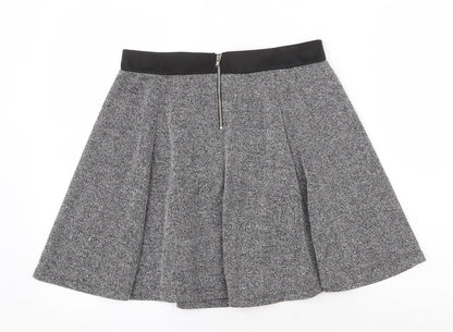 H&M Womens Grey Geometric Polyester Skater Skirt Size M Zip