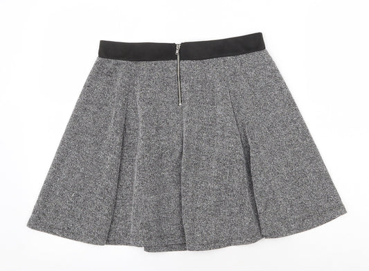 H&M Womens Grey Geometric Polyester Skater Skirt Size M Zip