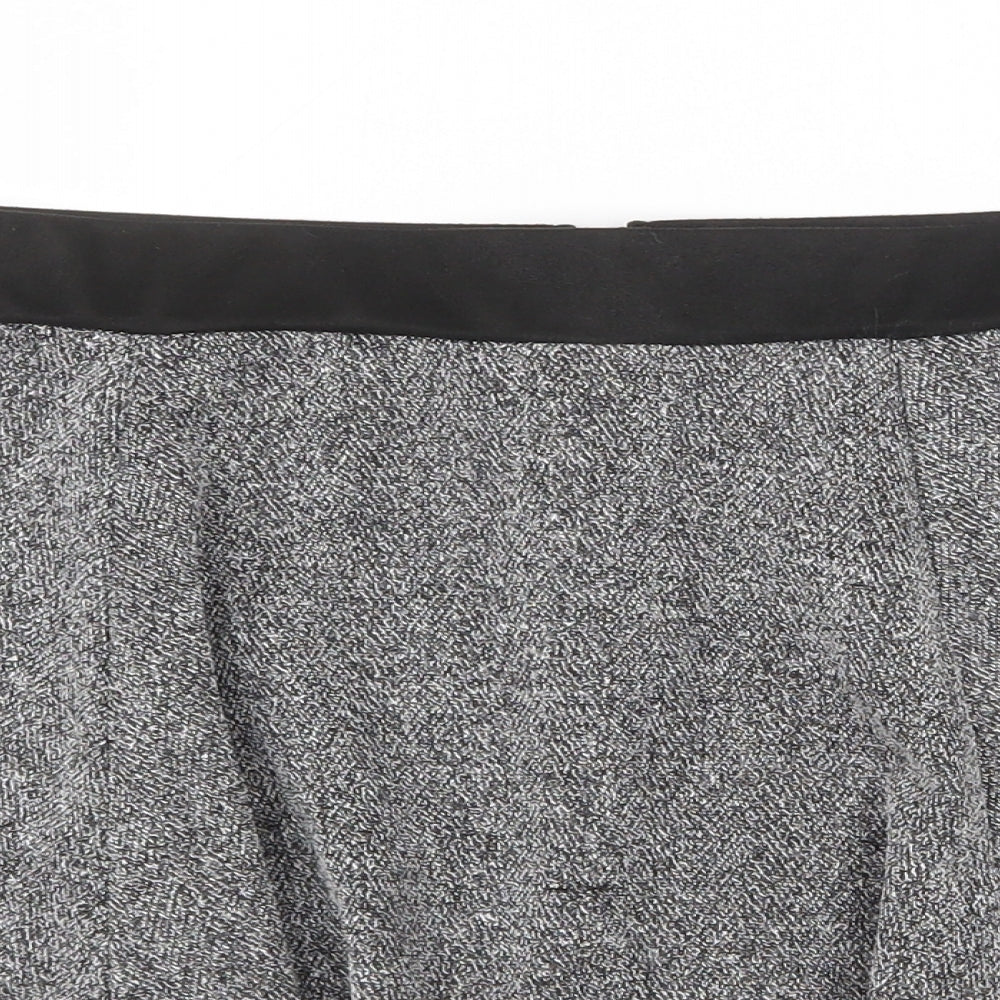 H&M Womens Grey Geometric Polyester Skater Skirt Size M Zip