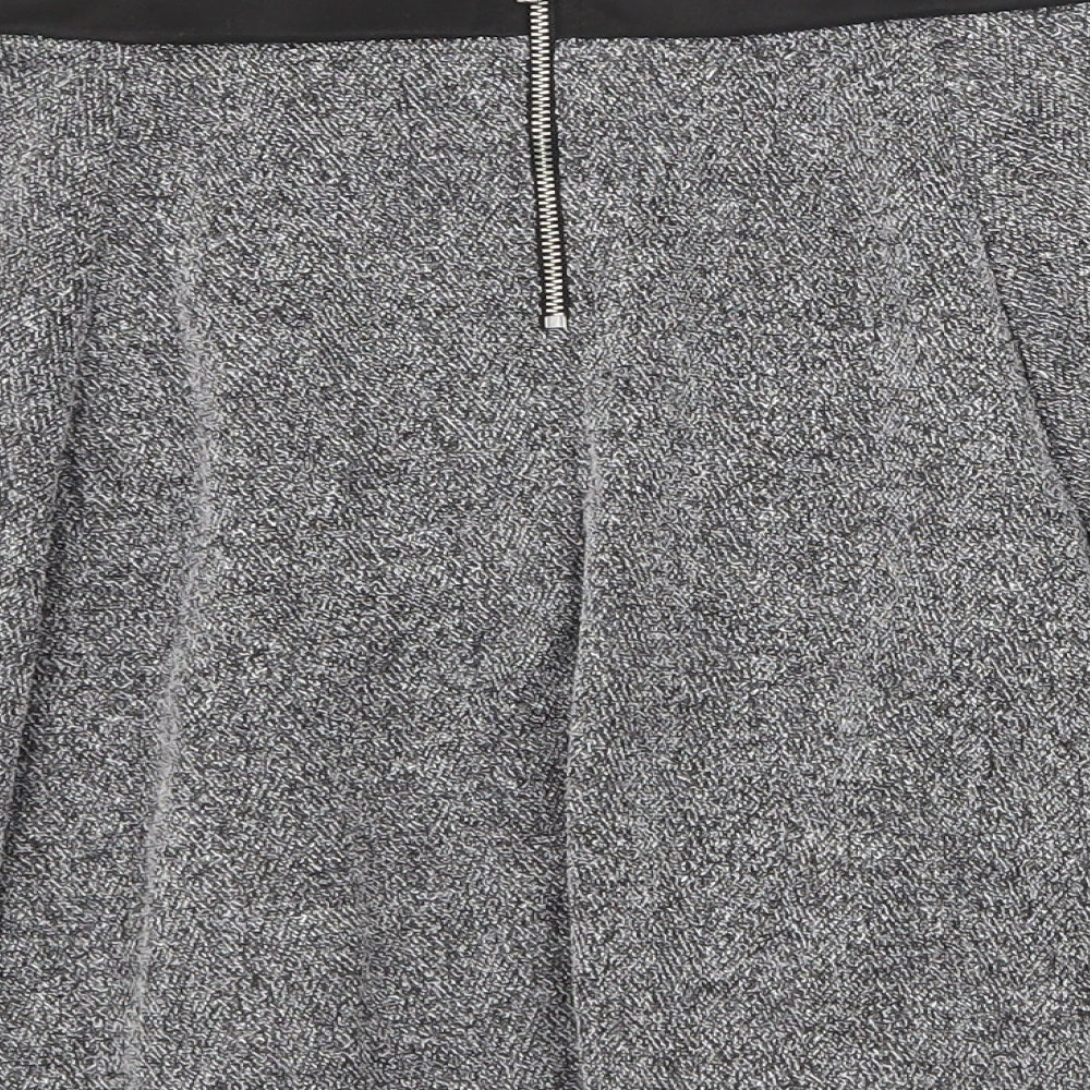 H&M Womens Grey Geometric Polyester Skater Skirt Size M Zip