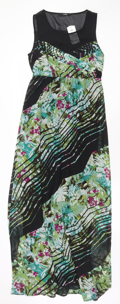 George Womens Green Geometric Polyester Maxi Size 8 Boat Neck Pullover
