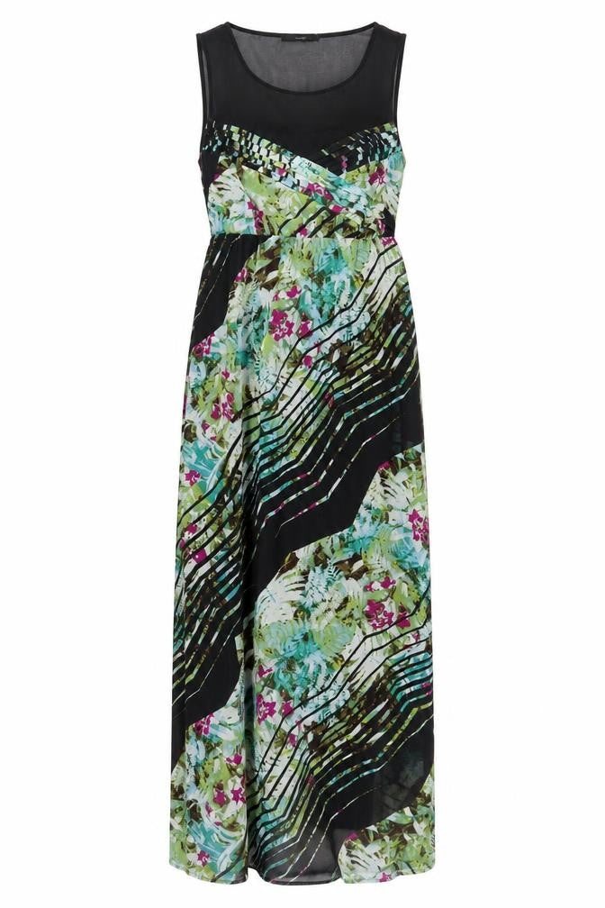 George Womens Green Geometric Polyester Maxi Size 8 Boat Neck Pullover