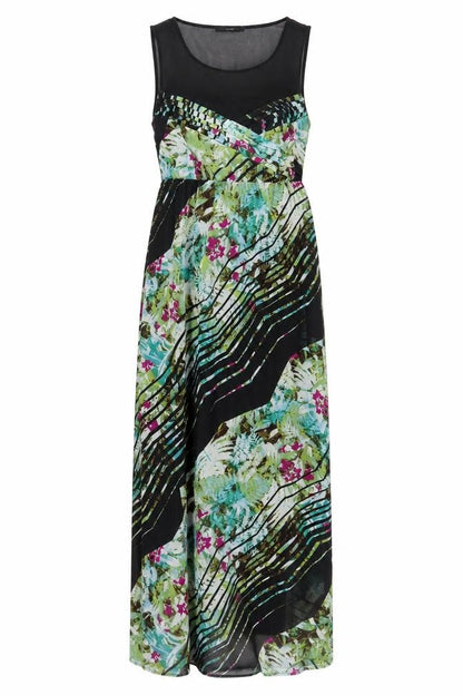 George Womens Green Geometric Polyester Maxi Size 8 Boat Neck Pullover