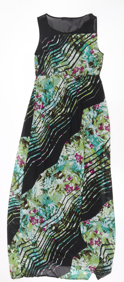 George Womens Green Geometric Polyester Maxi Size 8 Boat Neck Pullover