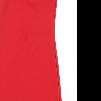 Missguided Womens Red Polyester Slip Dress Size 8 V-Neck Pullover