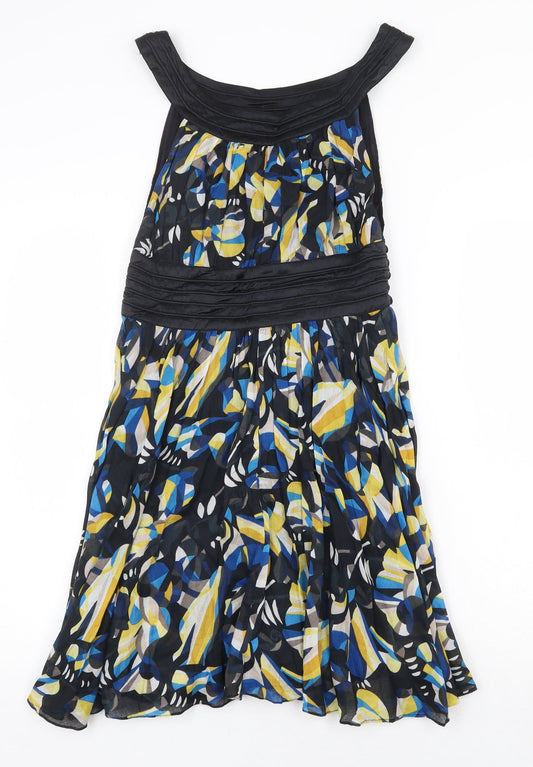 French Connection Womens Multicoloured Floral Cotton A-Line Size 8 Boat Neck Button