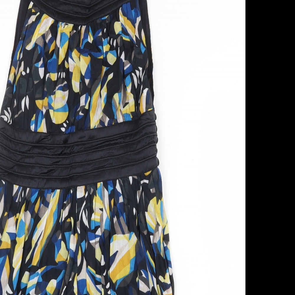 French Connection Womens Multicoloured Floral Cotton A-Line Size 8 Boat Neck Button