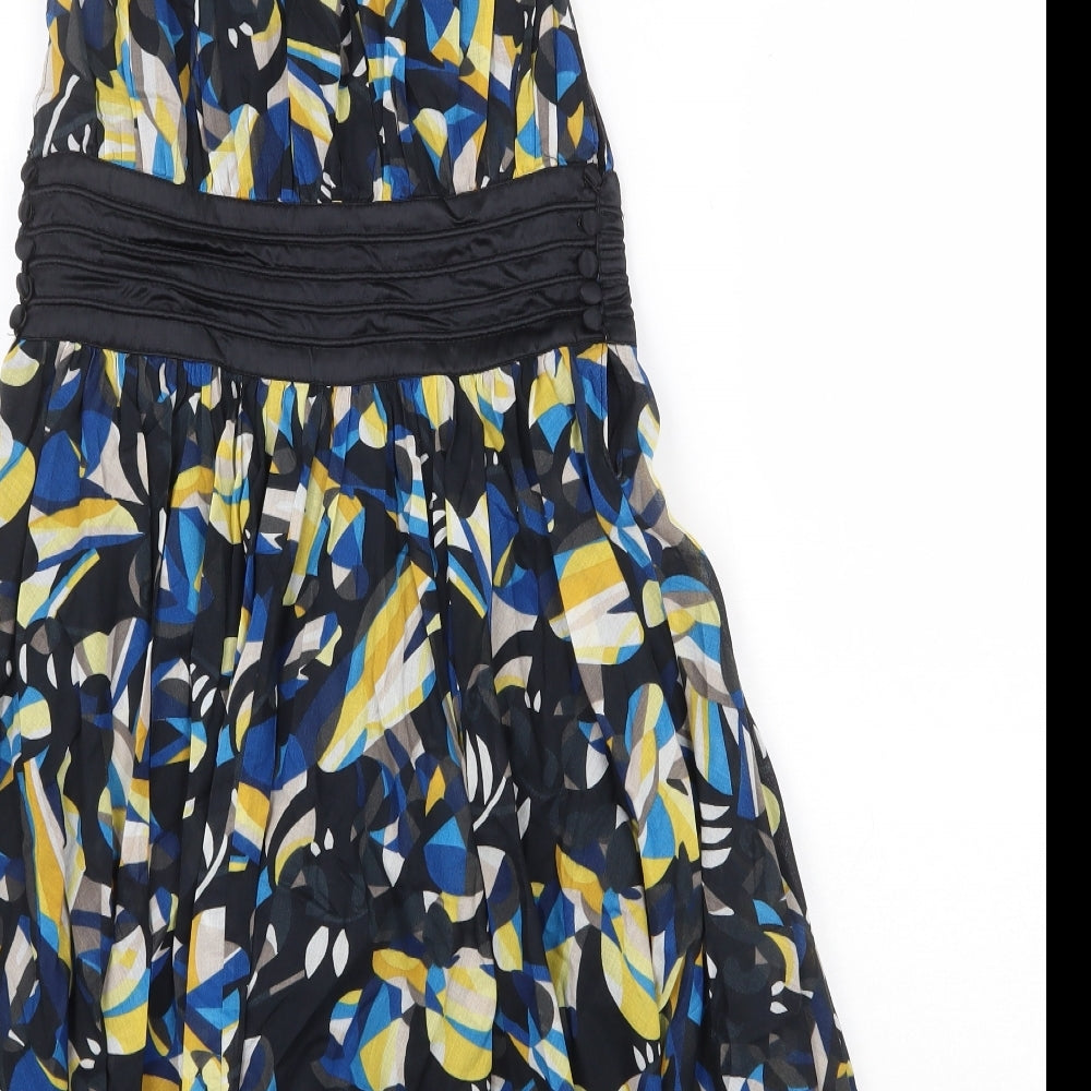 French Connection Womens Multicoloured Floral Cotton A-Line Size 8 Boat Neck Button