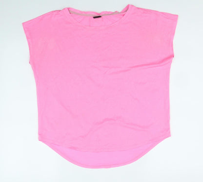 Gina Tricot Womens Pink Polyester Basic T-Shirt Size S Boat Neck Pullover