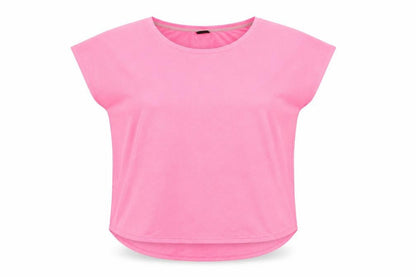Gina Tricot Womens Pink Polyester Basic T-Shirt Size S Boat Neck Pullover
