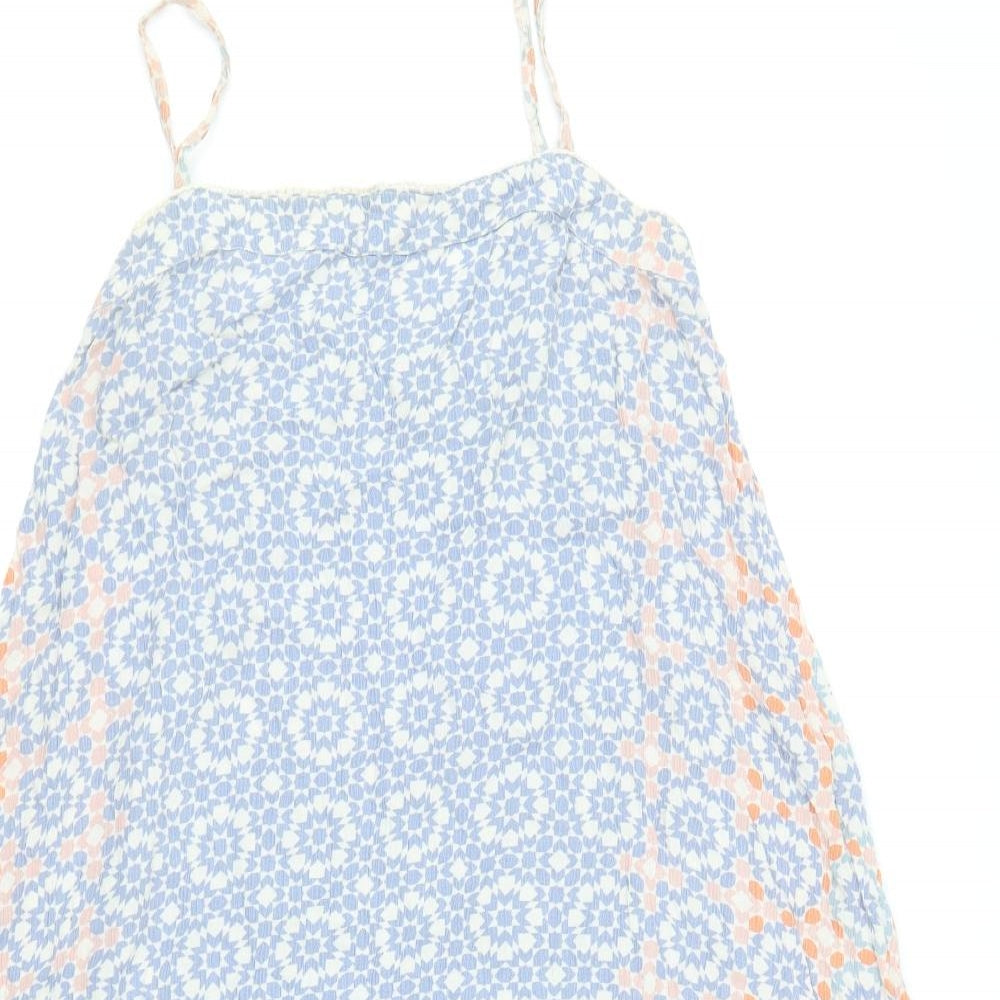 Dorothy Perkins Womens Multicoloured Geometric Viscose Slip Dress Size 10 Square Neck Pullover