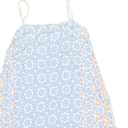 Dorothy Perkins Womens Multicoloured Geometric Viscose Slip Dress Size 10 Square Neck Pullover