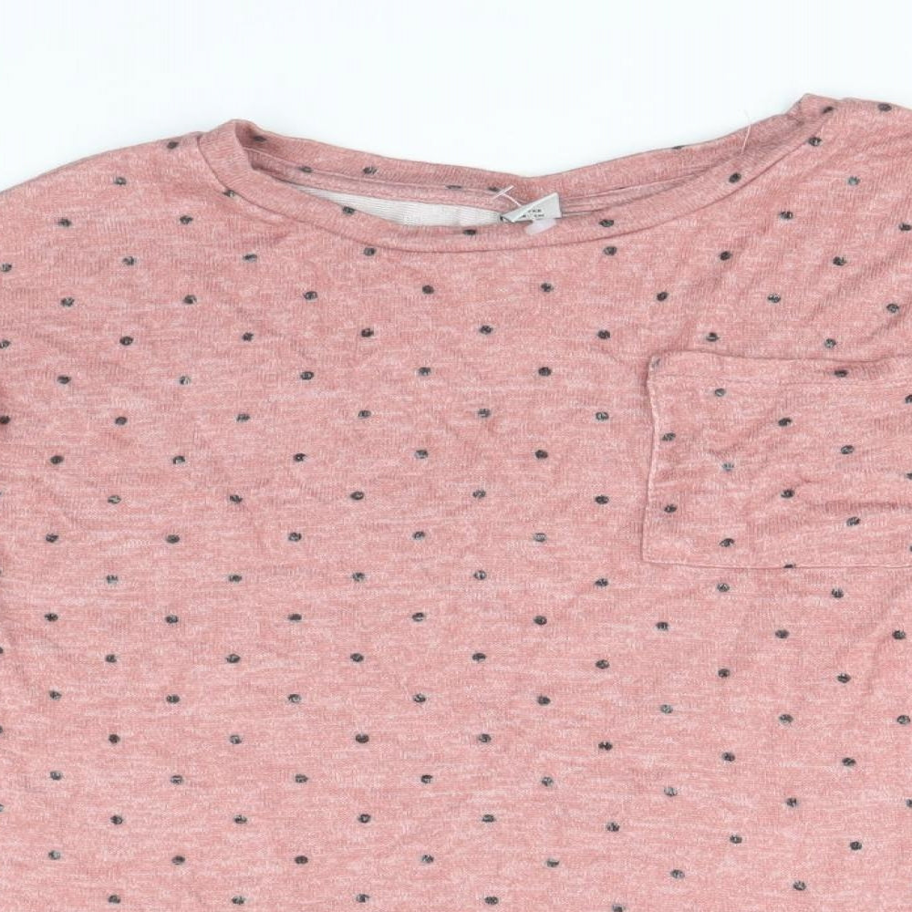TU Girls Pink Round Neck Polka Dot Viscose Pullover Jumper Size 11 Years Pullover