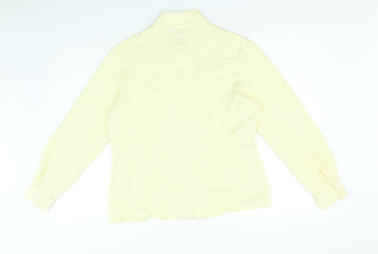 Anne Brooks Womens Yellow Viscose Basic Button-Up Size 10 Collared