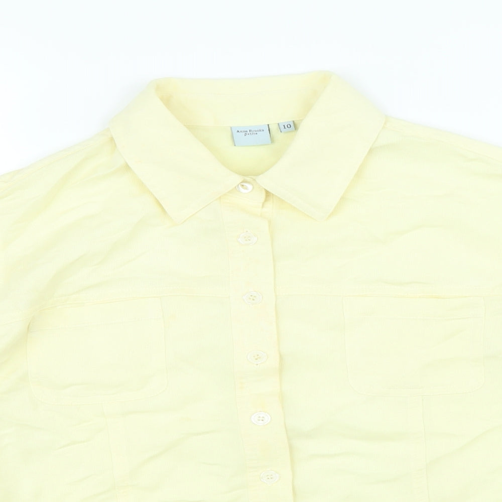 Womens UK Size 10 Anne Brooks Yellow Basic Button-Up
