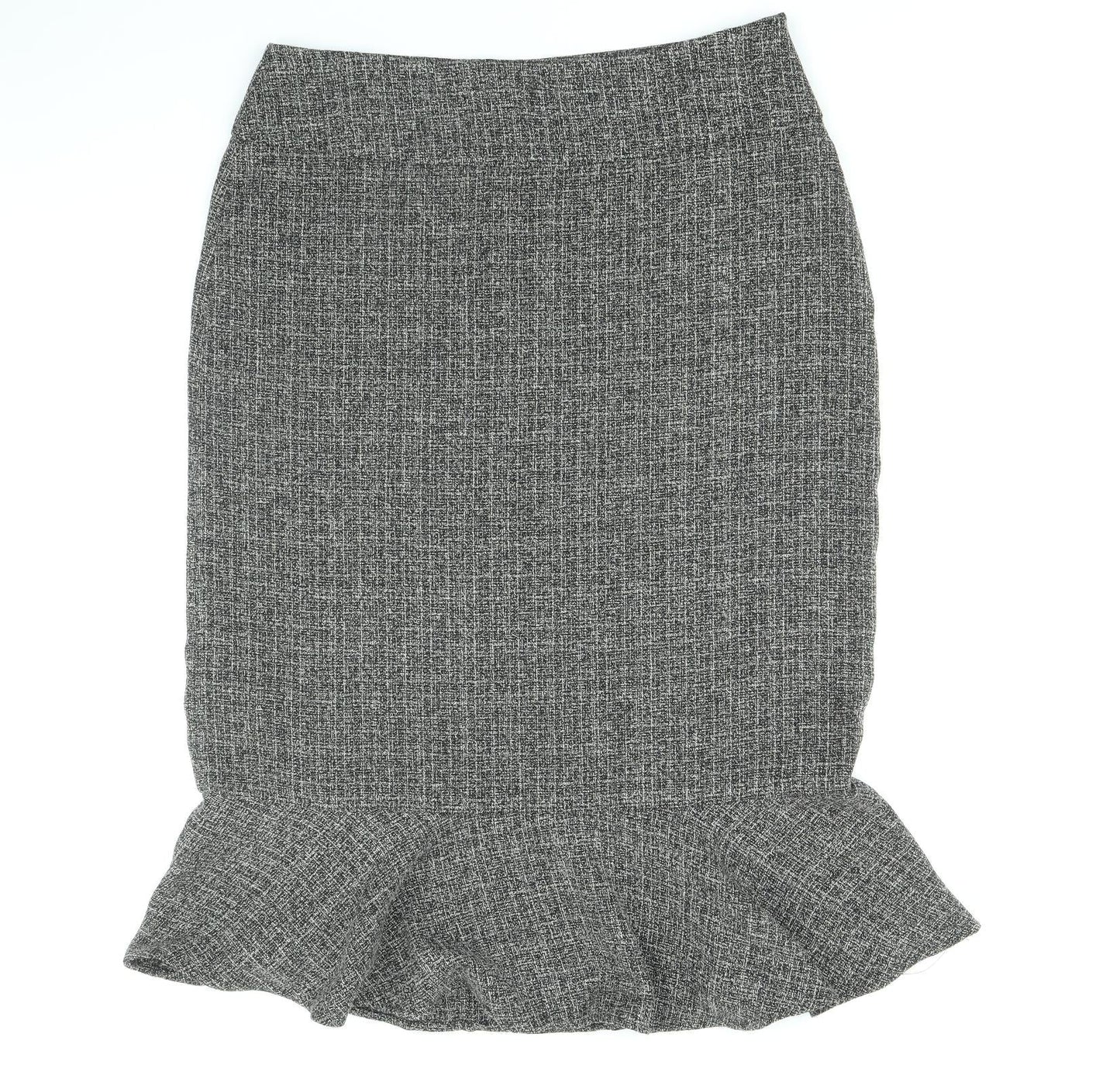 Cotton Traders Womens Grey Viscose Trumpet Skirt Size 16 Zip