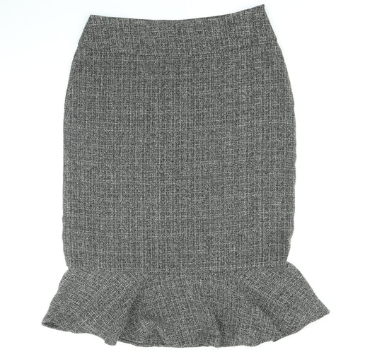 Cotton Traders Womens Grey Viscose Trumpet Skirt Size 16 Zip