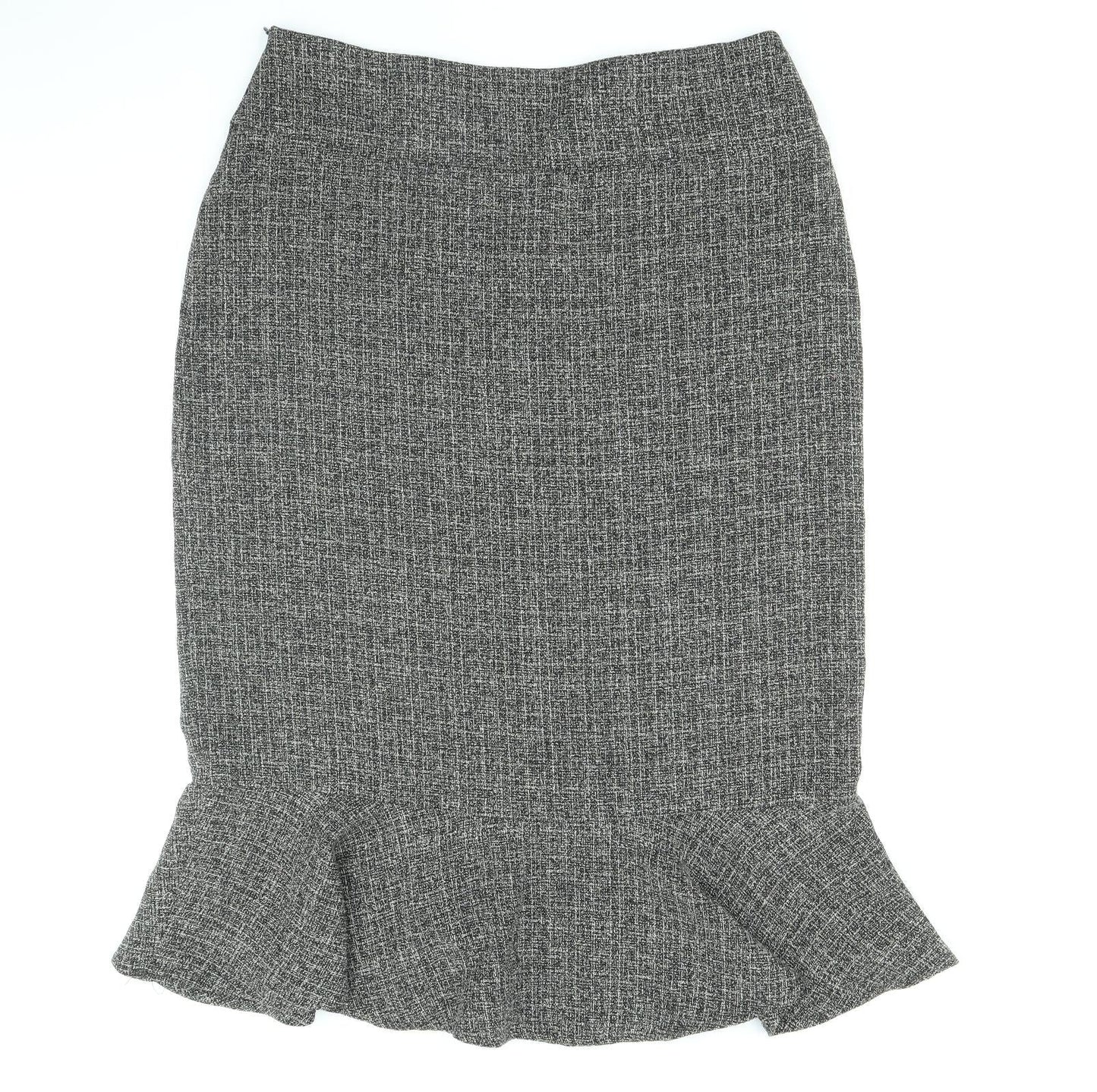 Cotton Traders Womens Grey Viscose Trumpet Skirt Size 16 Zip