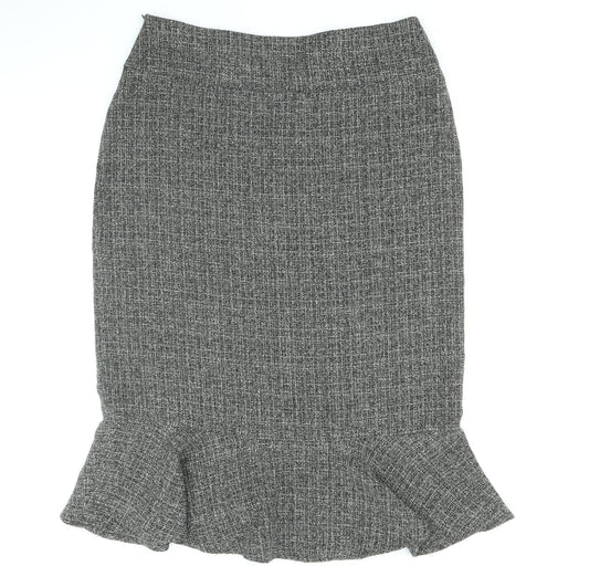 Cotton Traders Womens Grey Viscose Trumpet Skirt Size 16 Zip