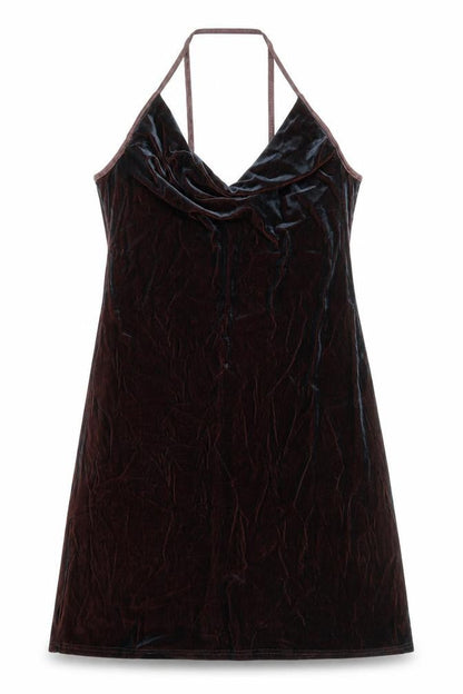 CMD Womens Brown Polyester A-Line Size L Halter Pullover