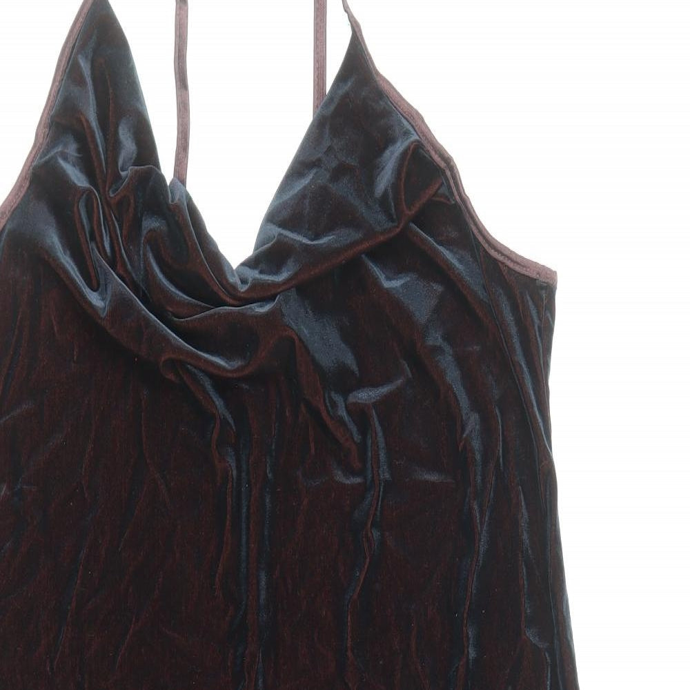 CMD Womens Brown Polyester A-Line Size L Halter Pullover
