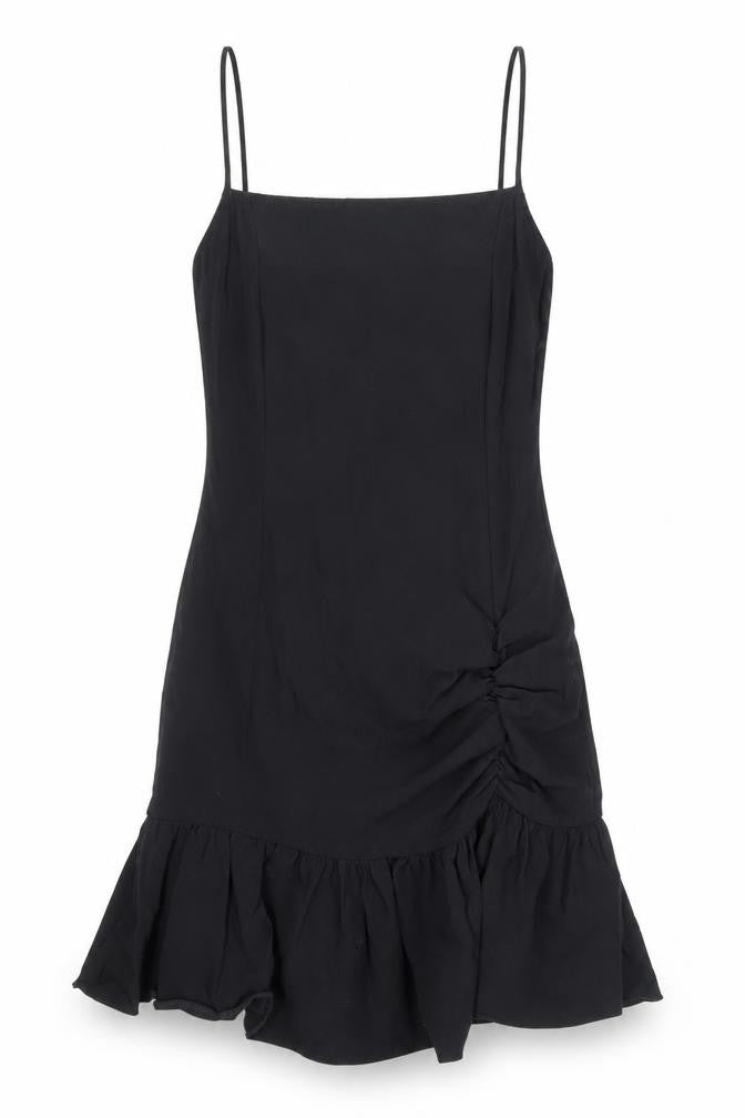 Topshop Womens Black Viscose Slip Dress Size 10 Square Neck Zip