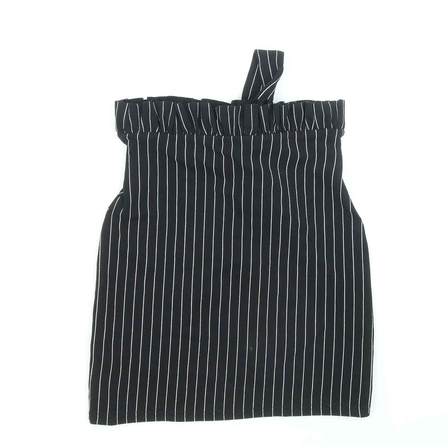 PRETTYLITTLETHING Womens Black Striped Polyester Straight & Pencil Skirt Size 4